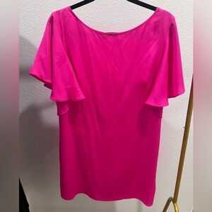 Milly Women's Pink Flutter Sleeve Low Back  Mini Shift Dress NWT